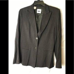 DKNY Vintage Y2K Wool Pinstripe 3 button Blazer Jacket Light Brown Minimalist 8